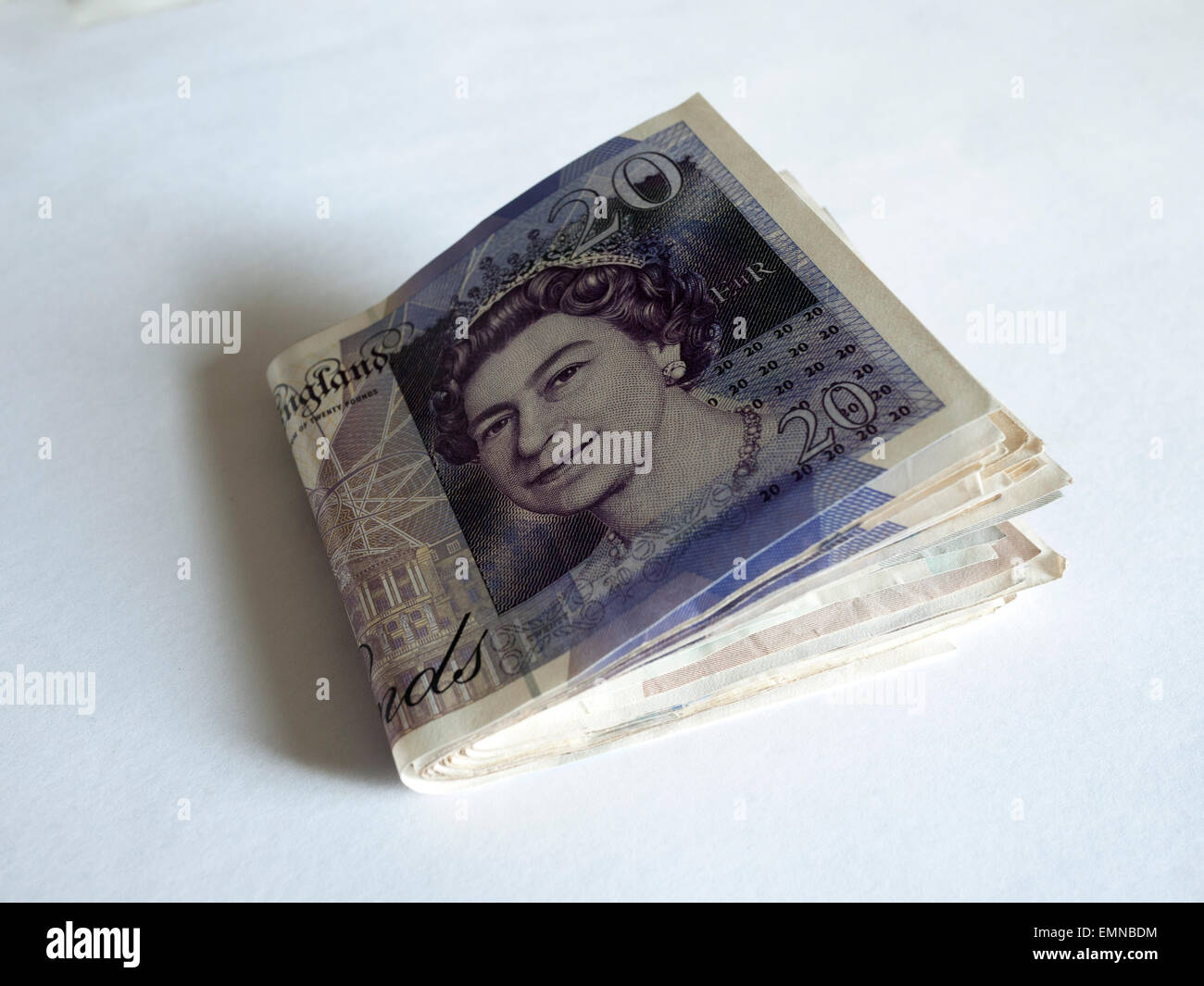 Une liasse d'EnglishTwenty Pound notes. Banque D'Images