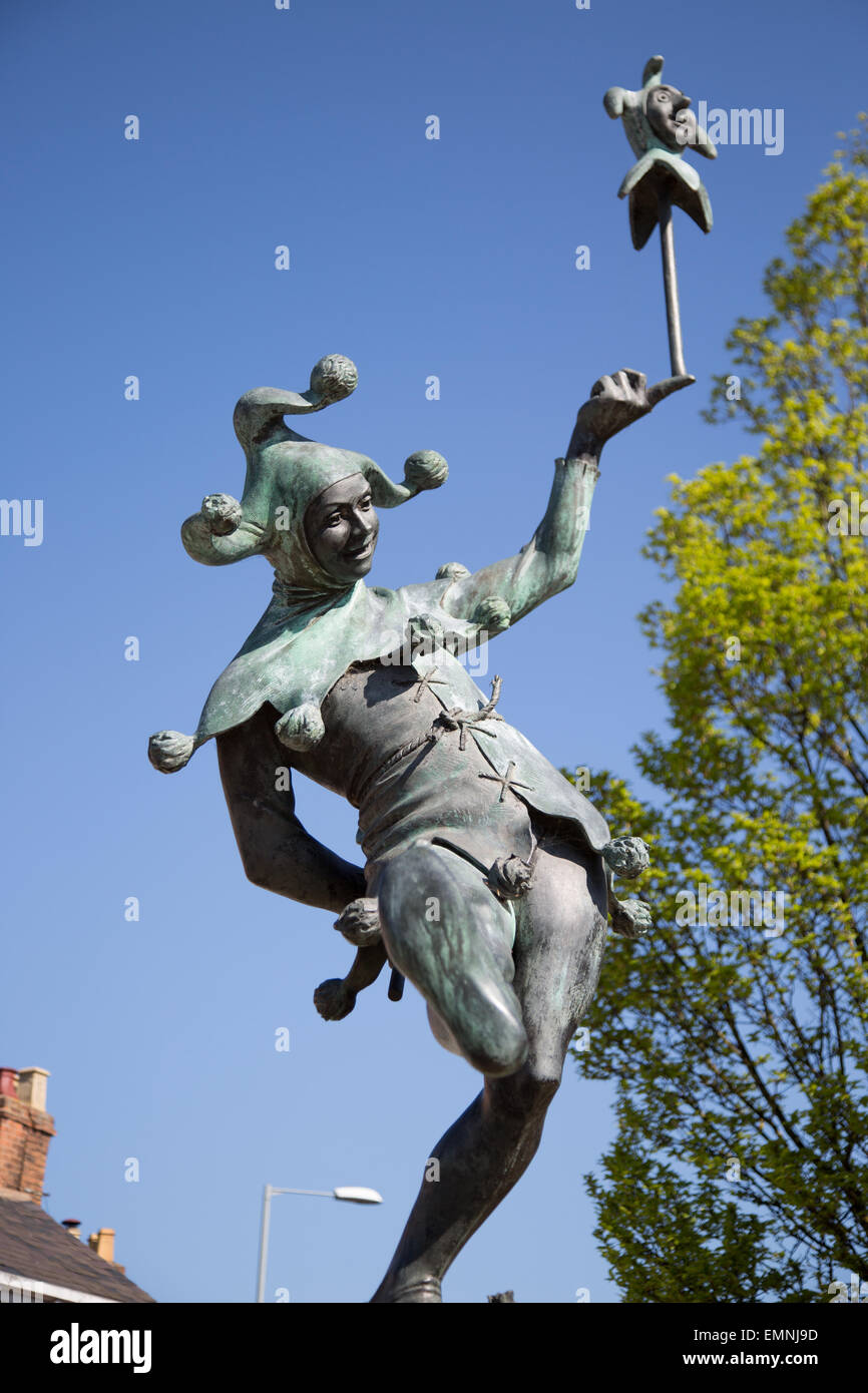 Statue de jester shakespearien fou centre ville de Stratford-upon-Avon Warwickshire Banque D'Images