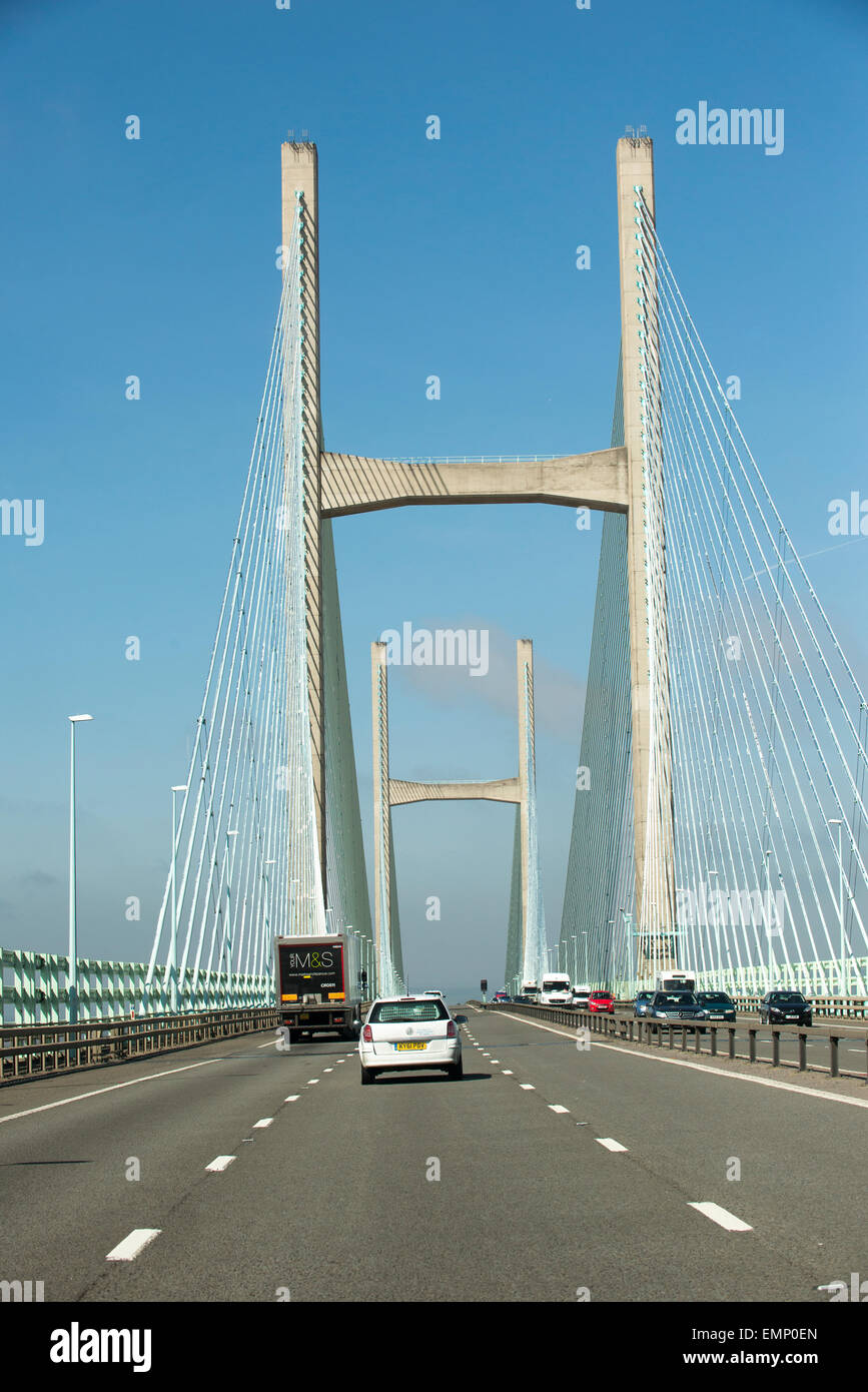 Autoroute M4 et de la Severn Bridge qui sépare l'Angleterre et Pays de Galles UK Les automobilistes doivent payer un péage pour utiliser le pont Banque D'Images