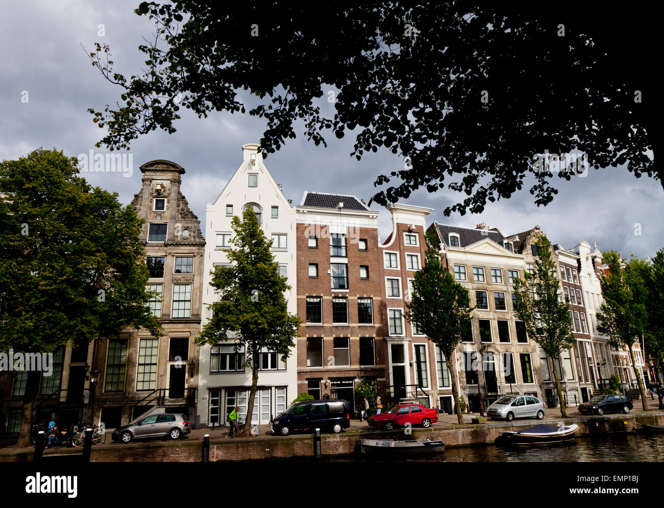 Côté Canal maisons à Amsterdam Hollande Europe Banque D'Images