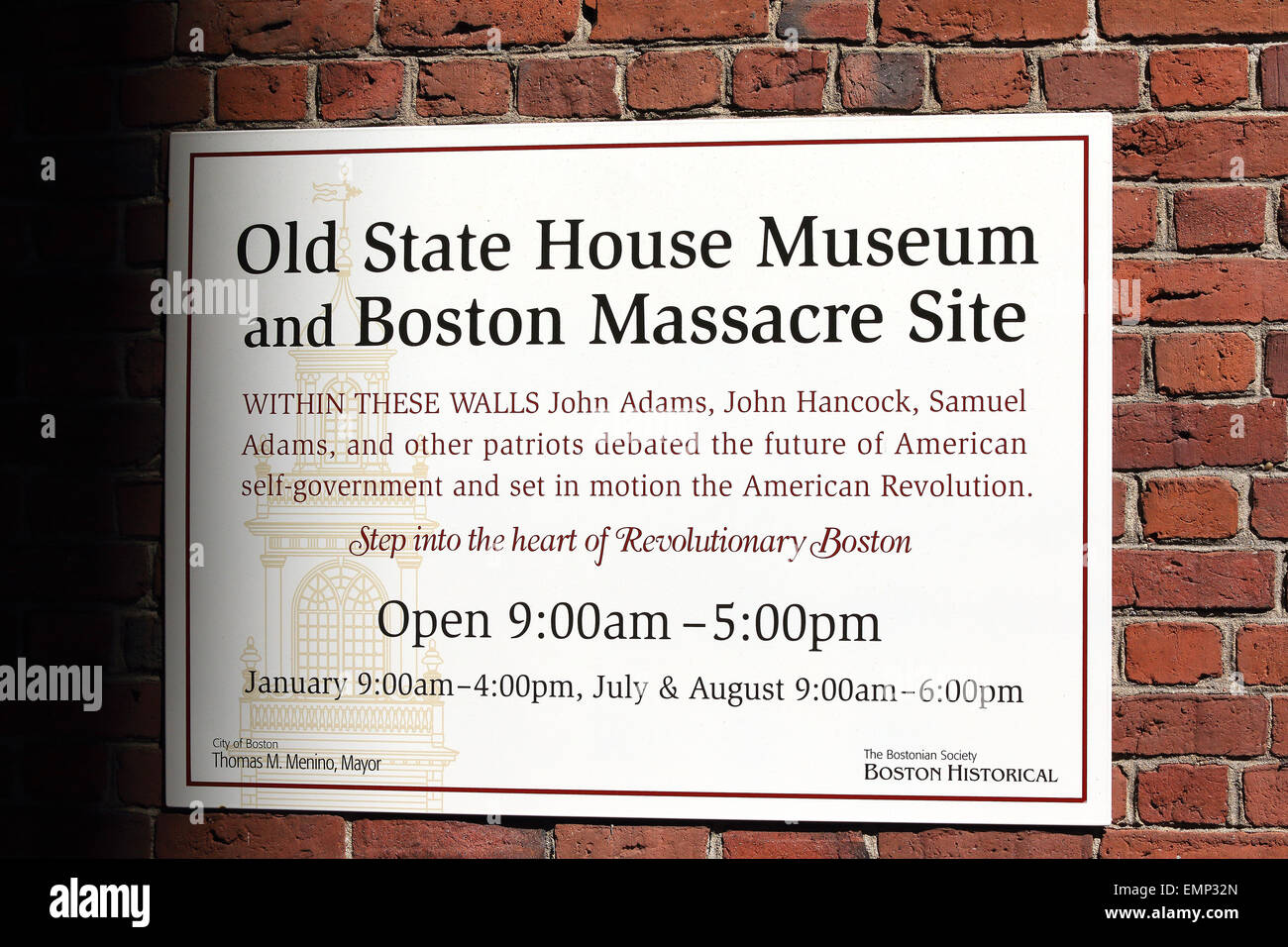 Old State House Boston vue sur la piste de la liberté au centre-ville. Boston, Massachusetts. Banque D'Images