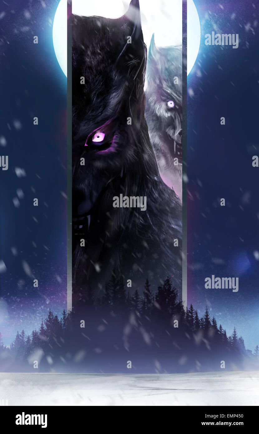 Loup Garou Creatures Regardant Style Bande Dessinee Illustration Photo Stock Alamy