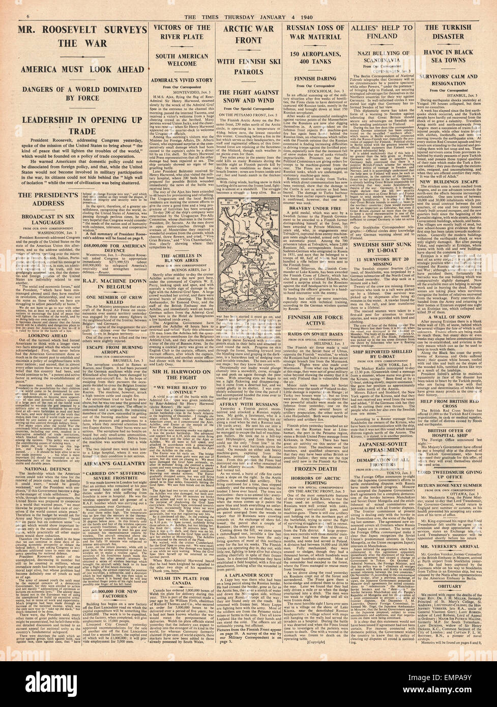 1940 Page 6 fois la guerre du président Roosevelt au congrès discours politique Banque D'Images