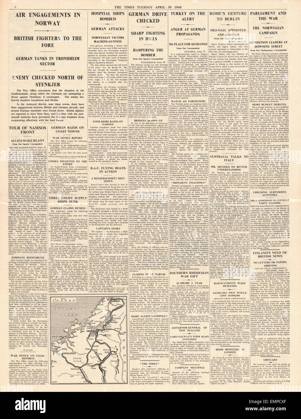 1940 page 6 la fois bataille pour la Norvège Banque D'Images
