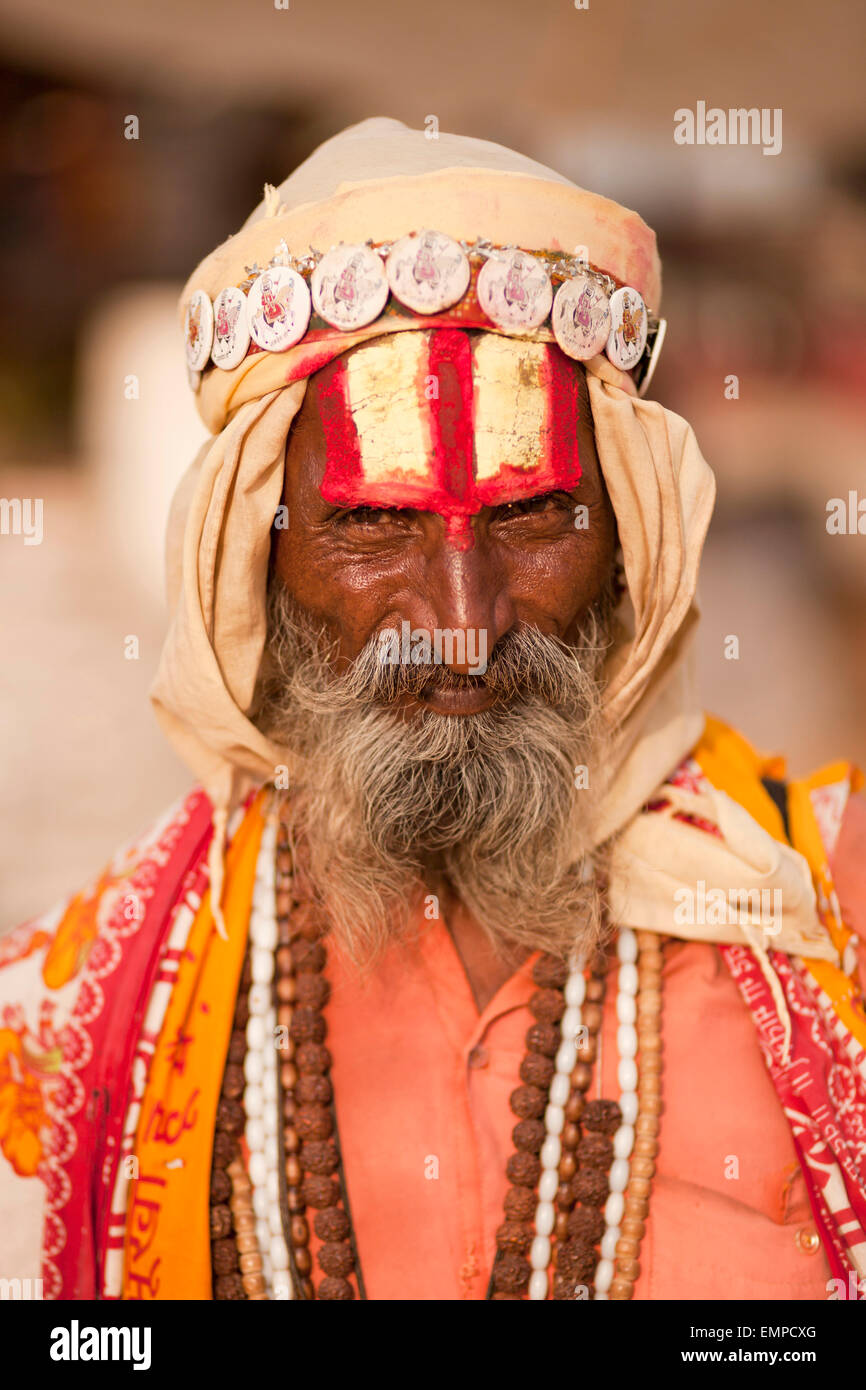 Portrait d'un Sadhu, Pushkar, Rajasthan, India Banque D'Images