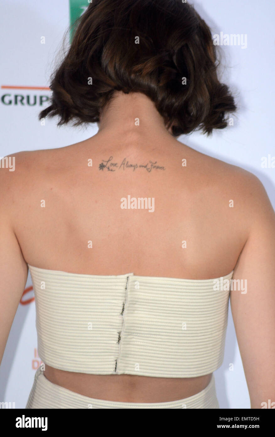 Lily Collins affiche son dos tatouage au cours du 9ème Festival International du Film de Rome une séance de photos pour "l'amour, Rosie' Featuring : Lily Collins Où : Rome, Italie Quand : 19 Oct 2014 Banque D'Images