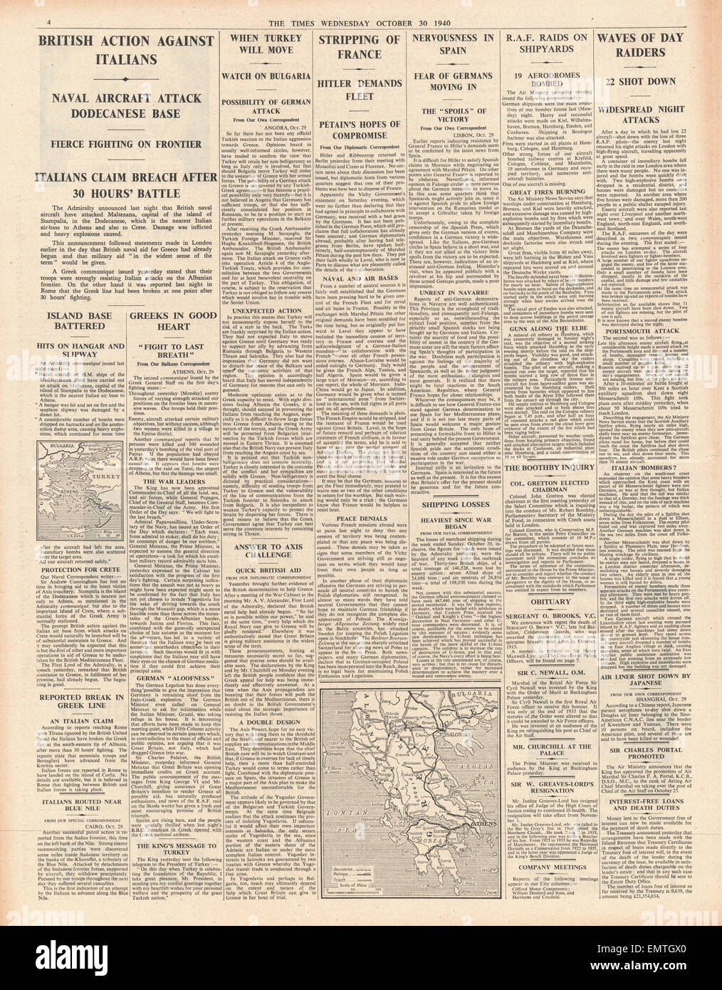 1940 page 4 la fois les forces britanniques en action en Grèce Banque D'Images