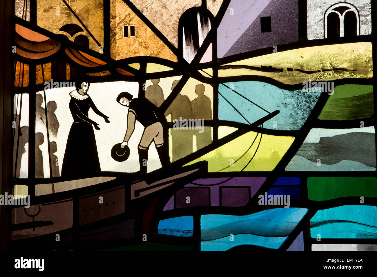 UK, Cumbria, Workington, St Michael's Church, Workington fenêtre montrant Mary Queen of Scots Banque D'Images