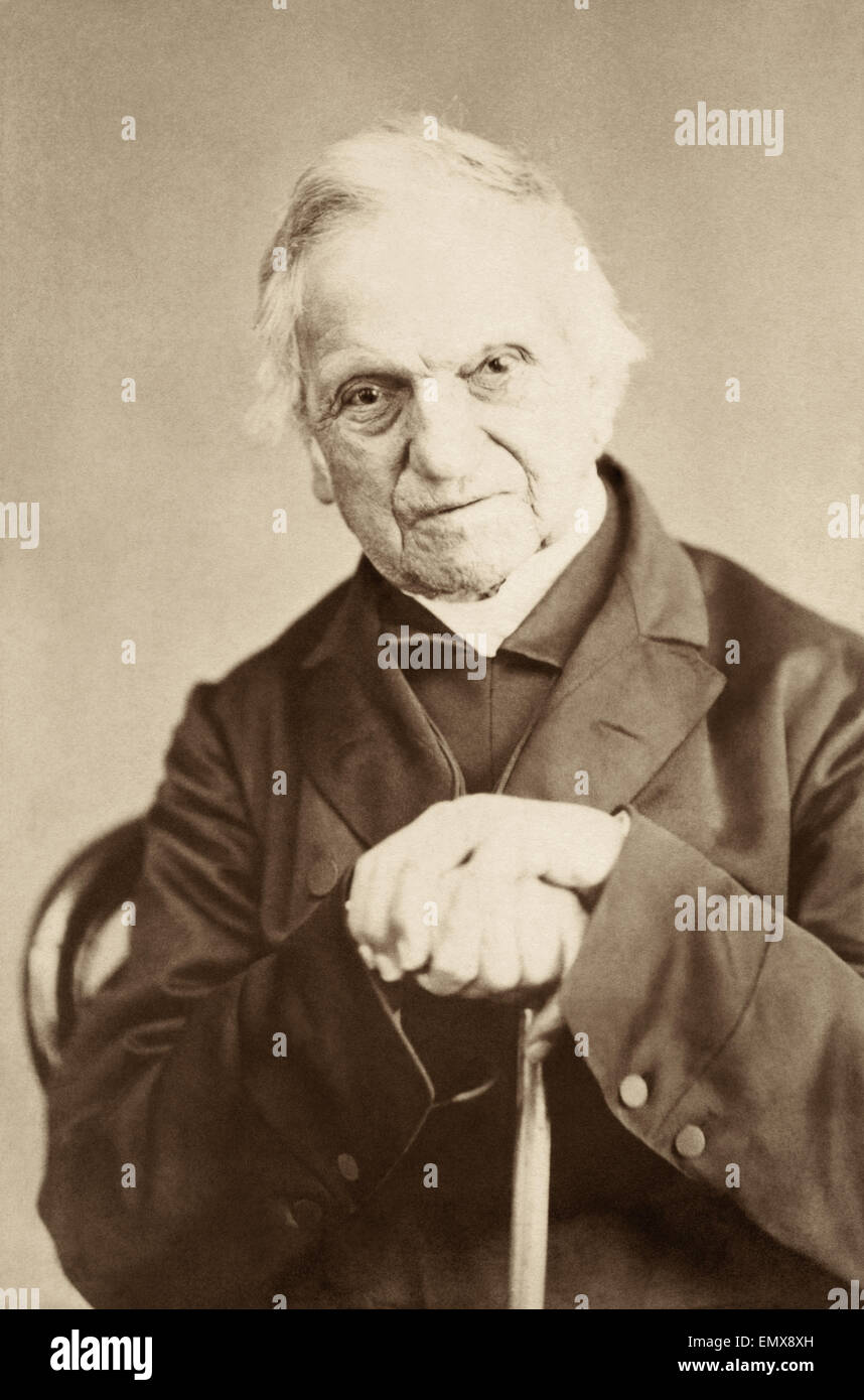 Adam Sedgwick (1785-1873), fondateur de la géologie moderne, a proposé les périodes géologiques du Dévonien et du Cambrien (explosion cambrienne). Bien que mentor du jeune Charles Darwin, Sedgwick s'oppose à la nature matérialiste de la théorie de l'évolution de Darwin par sélection naturelle. Photo : 1867. Banque D'Images
