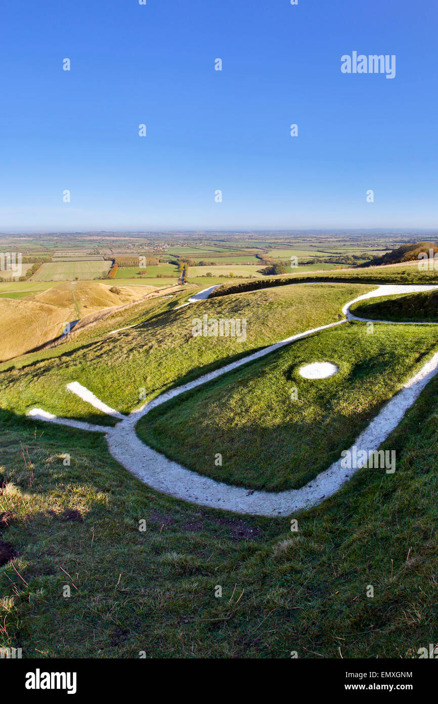 Uffington White Horse ; Section Head à l'âge du Bronze ; Oxfordhire ; UK Banque D'Images