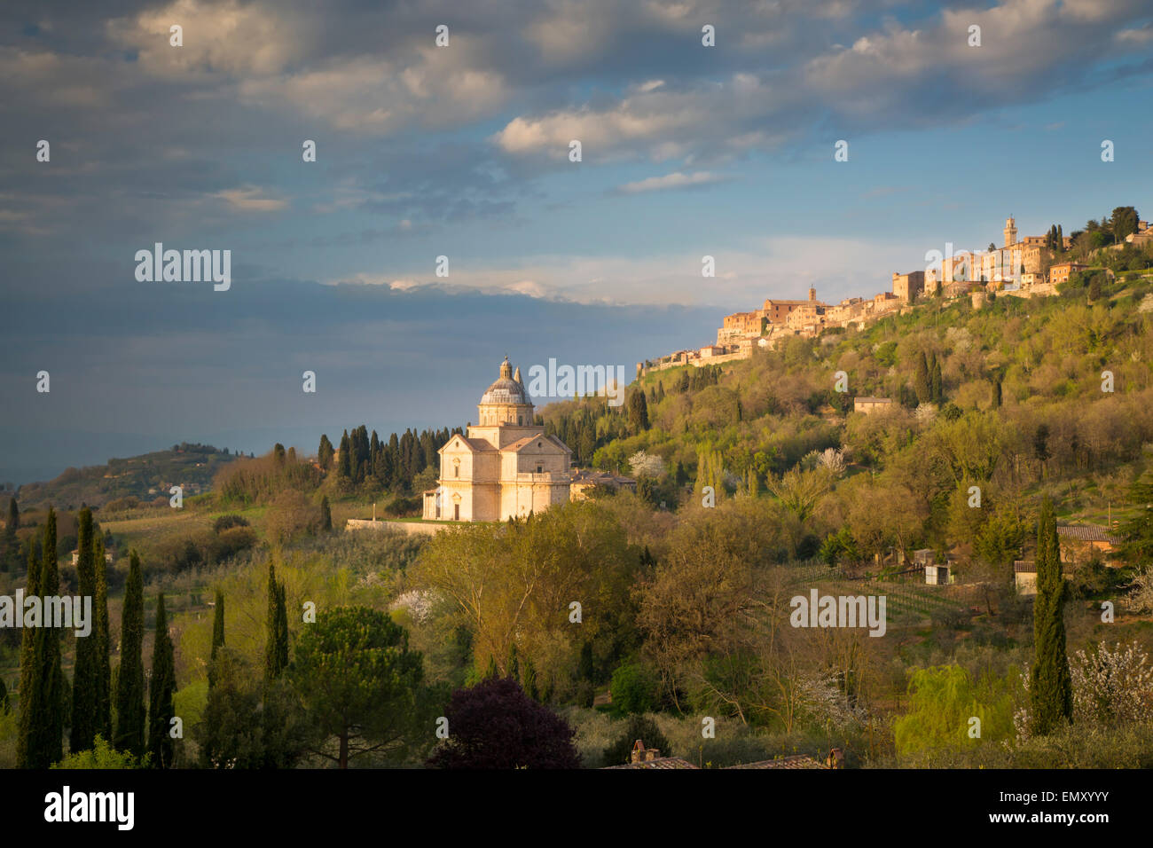 L'église Madonna di San Biagio Montepulciano ci-dessous, Toscane, Italie Banque D'Images