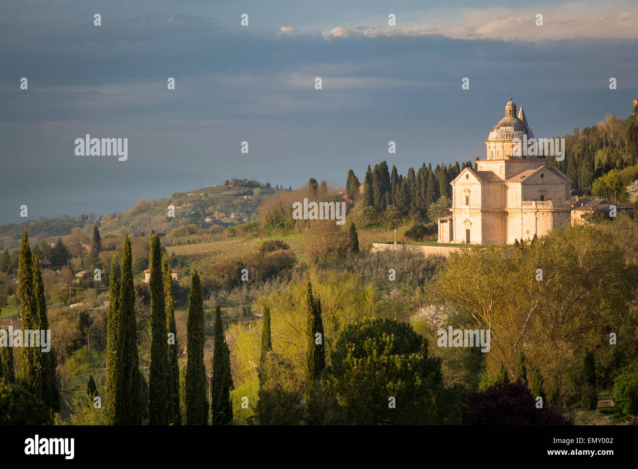 L'église Madonna di San Biagio Montepulciano ci-dessous, Toscane, Italie Banque D'Images