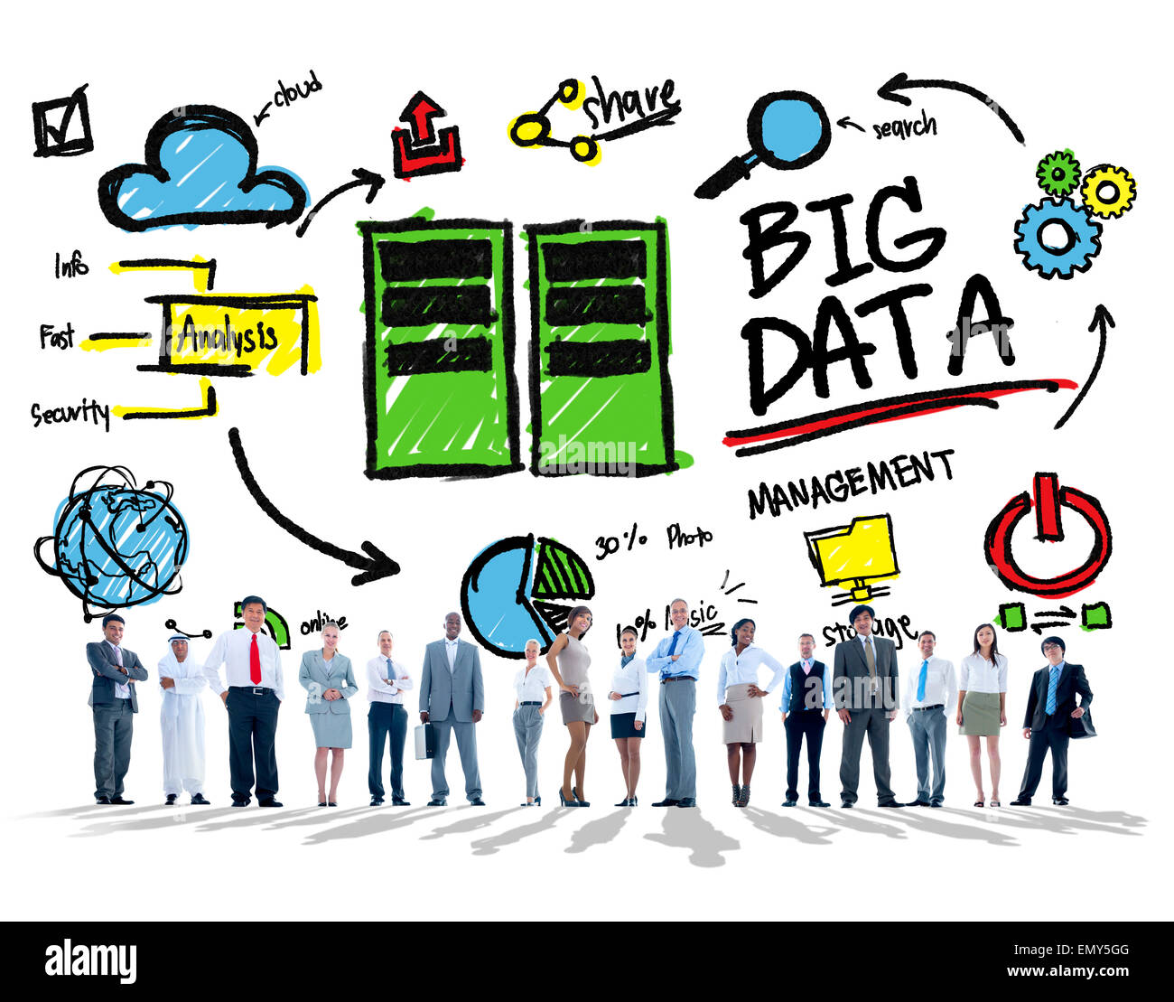 Les gens d'affaires de la diversité de l'entreprise Big Data Concept Banque D'Images