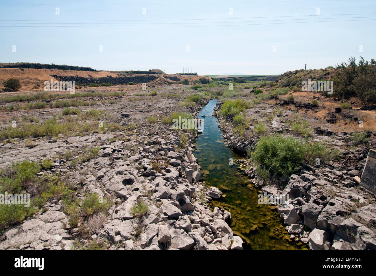 Au-dessous de la rivière Snake Milner barrage sur la rivière Snake dans le centre-sud de l'Oregon, qui détourne la presque totalité de la rivière pour l'irrigation Banque D'Images