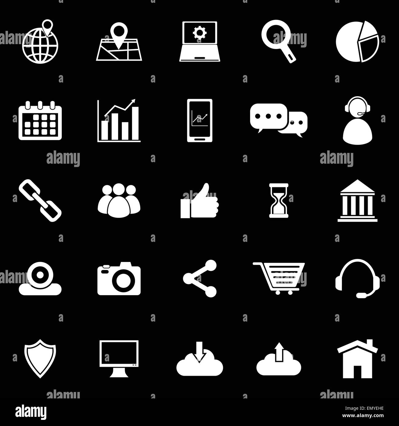 Icônes SEO sur fond noir, stock vector Illustration de Vecteur