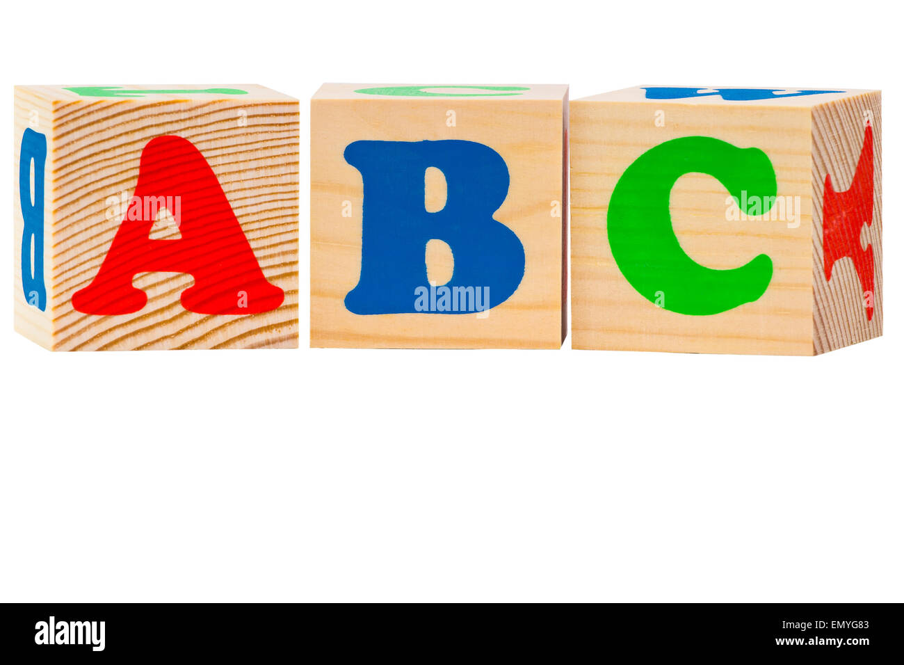 Wooden alphabet blocks isolé sur fond blanc. Lettres ABC Banque D'Images