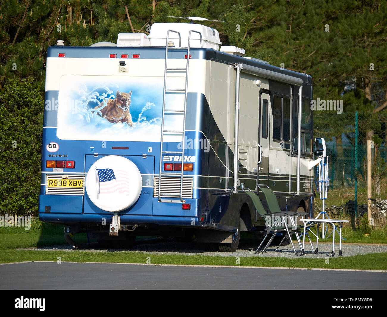 Motor home sur camping UK Banque D'Images