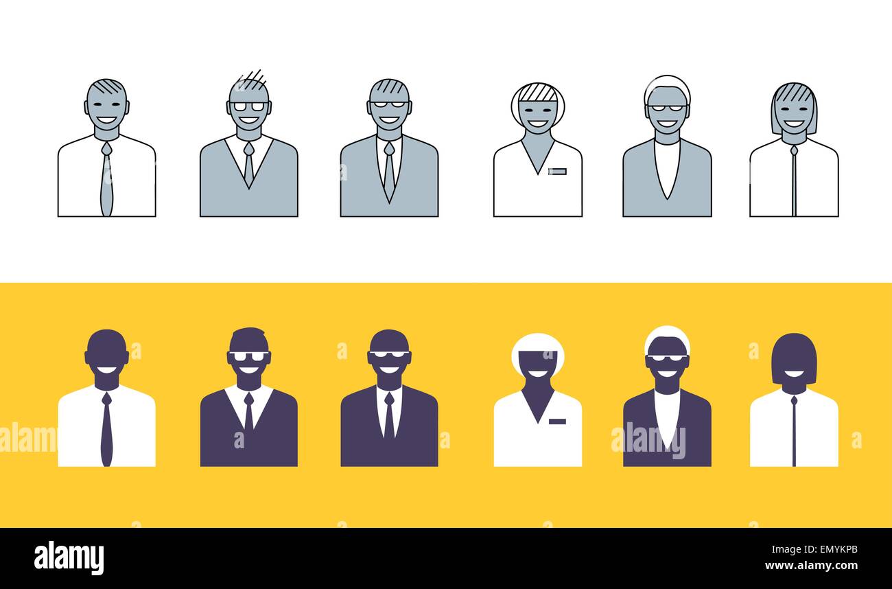 Les gens d'affaires collection avatars simples Illustration de Vecteur