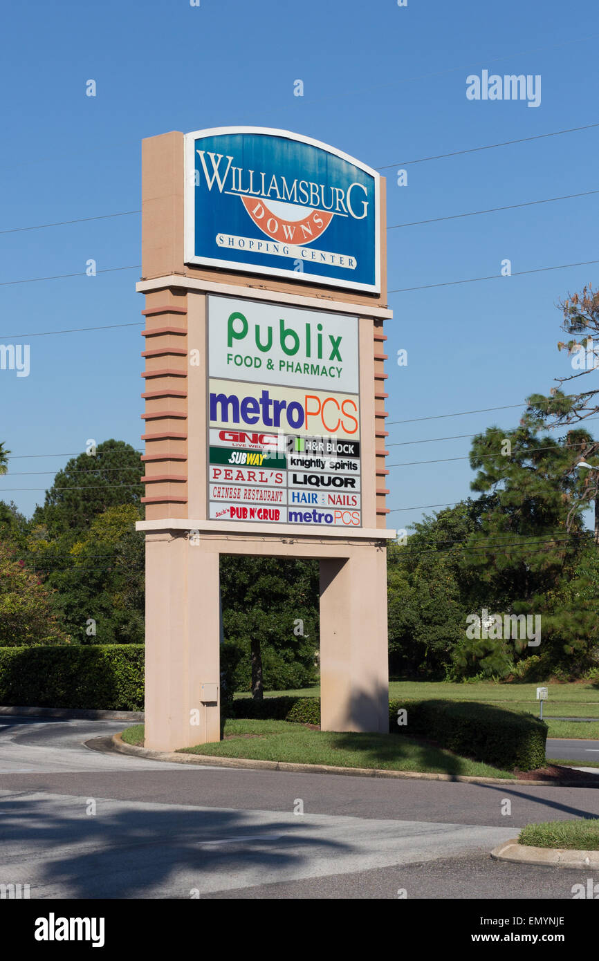 Inscrivez-vous à Williamsburg Downs Shopping Center, Florida USA Banque D'Images