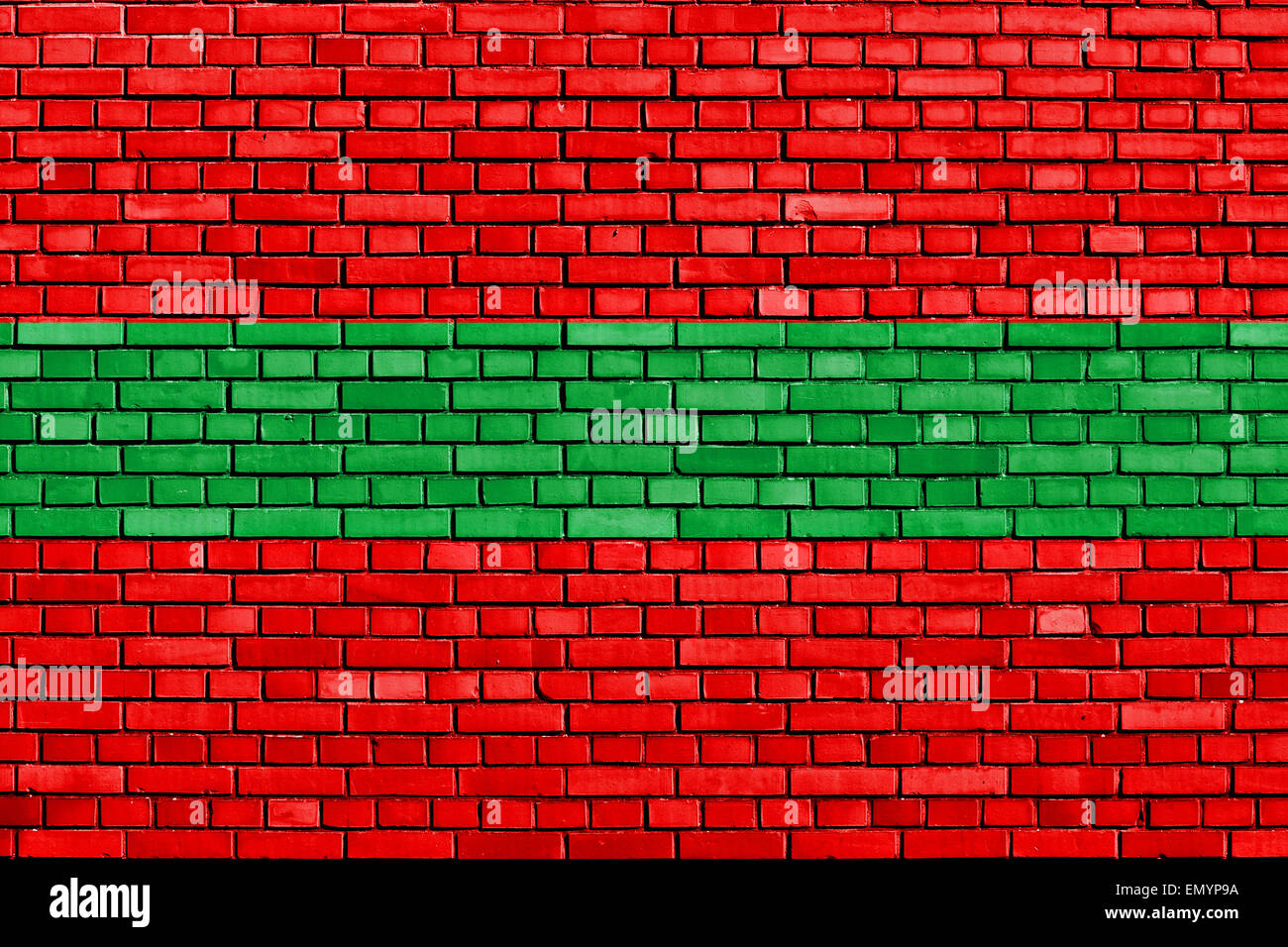 Pavillon de la Transnistrie peint sur mur de brique Banque D'Images