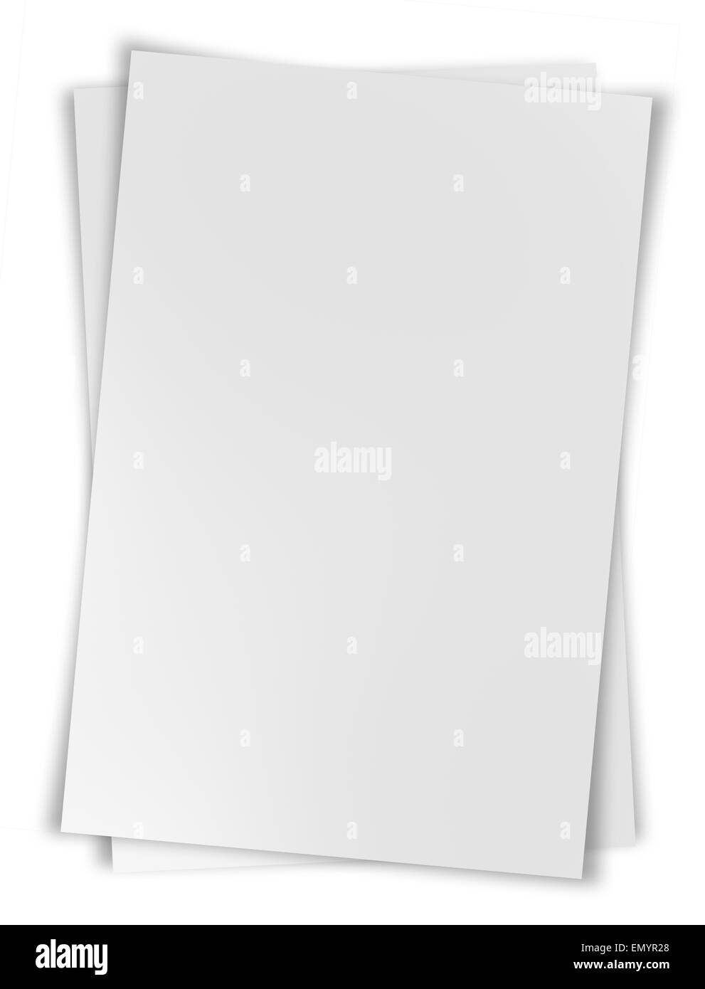 Palplanches Papier blanc isolé sur fond blanc Banque D'Images