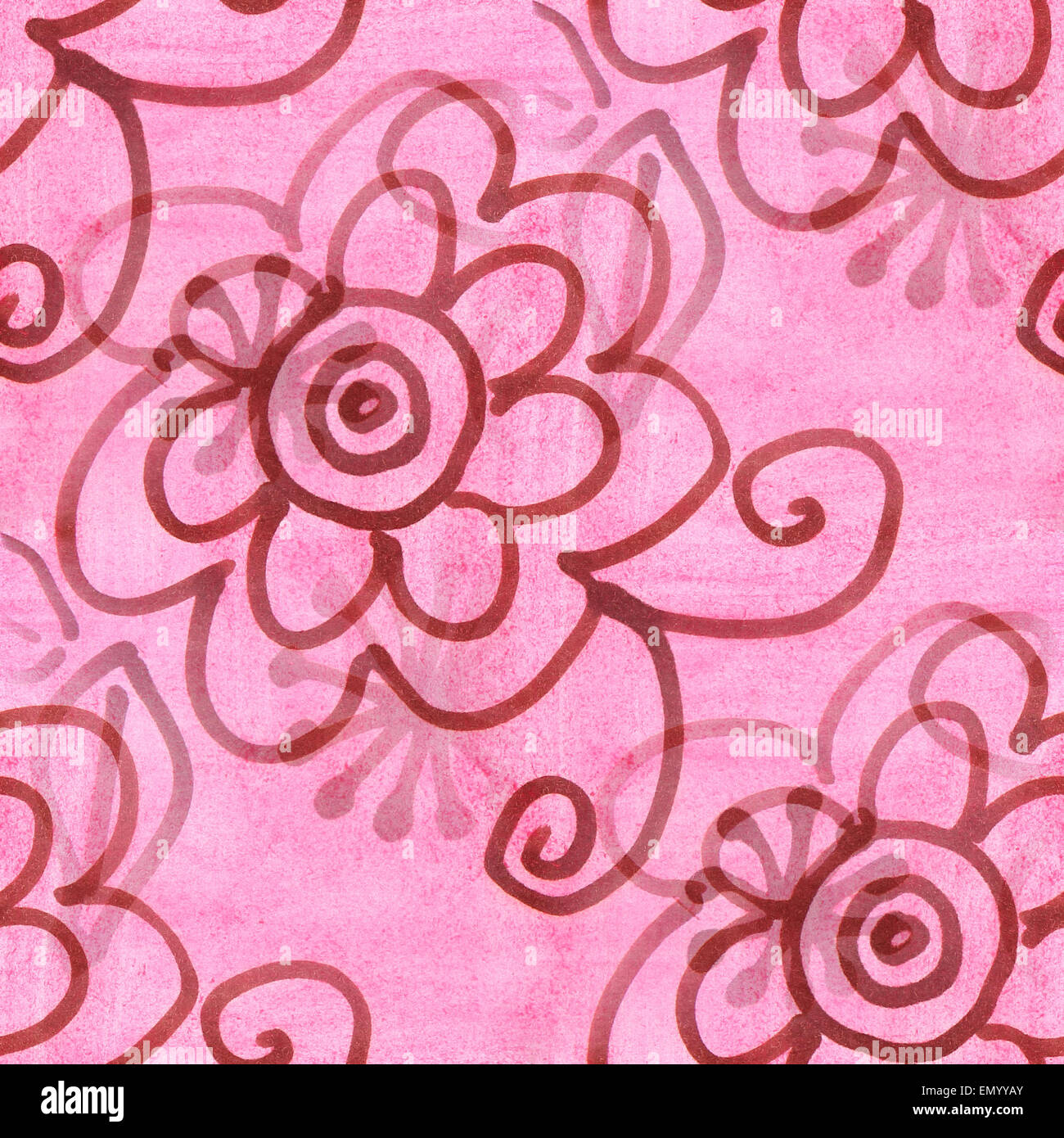 Seamless texture feuille rose fleurs Aquarelle papier peint Banque D'Images