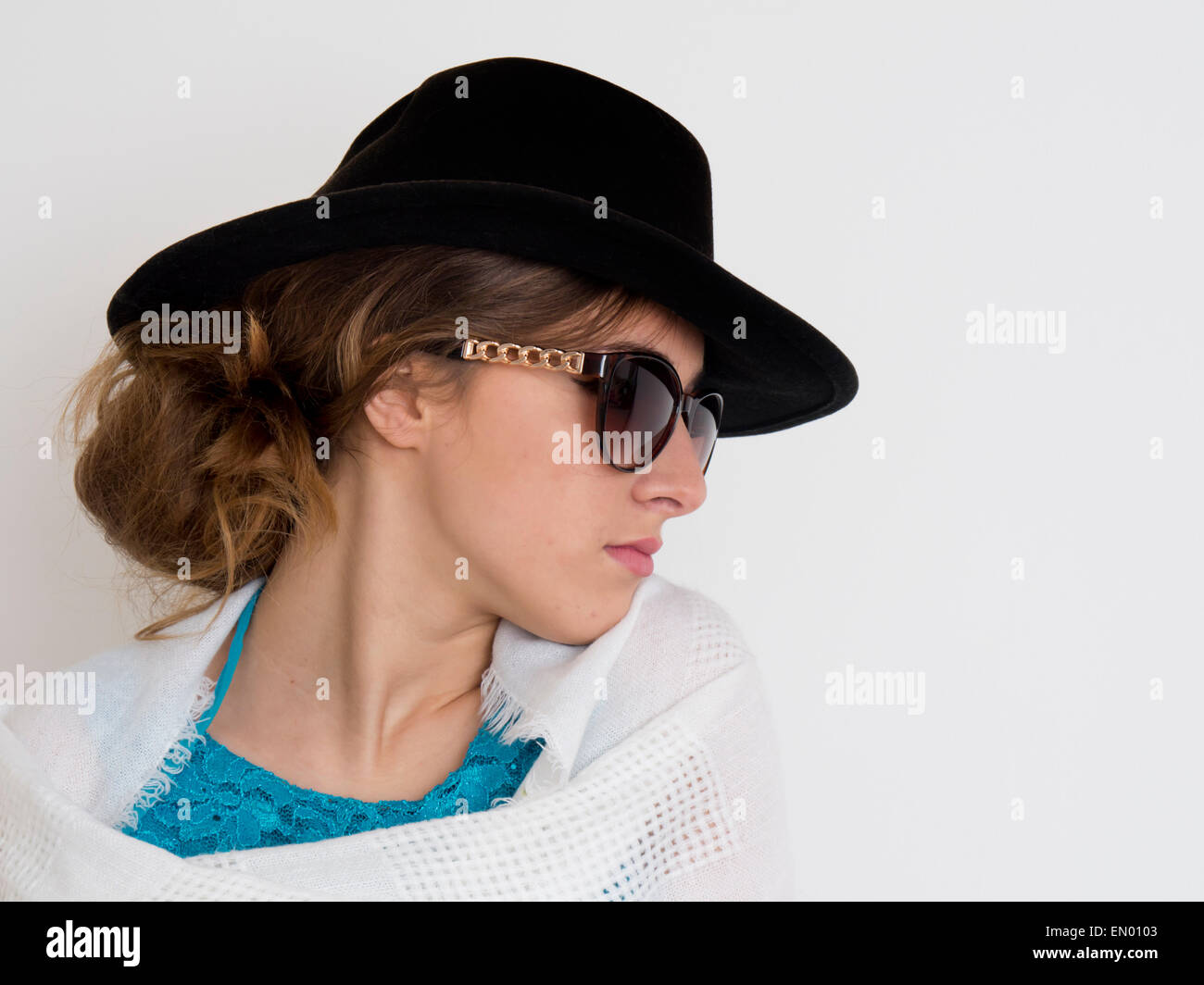 Girl portrait hat Banque D'Images