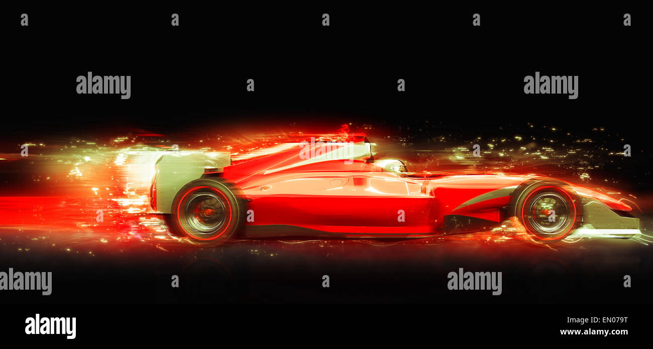 Voiture de course de Formule 1 avec effet de lumière. Race car sans nom de marque est conçu et modélisé par moi-même Banque D'Images