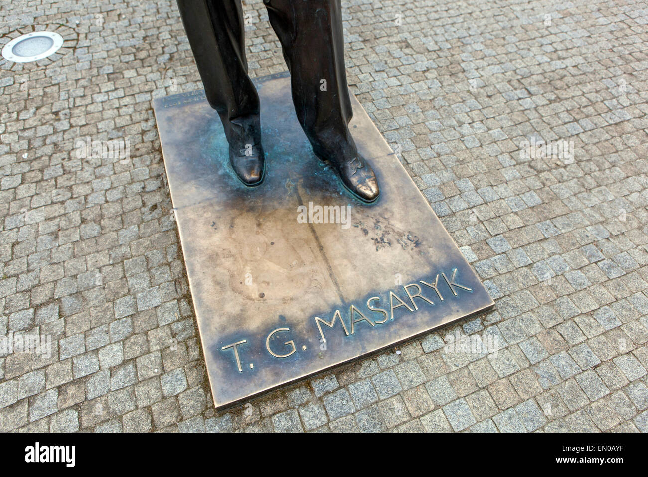 Détail statue en bronze de T. G. Masaryk, Podebrady, République Tchèque Banque D'Images