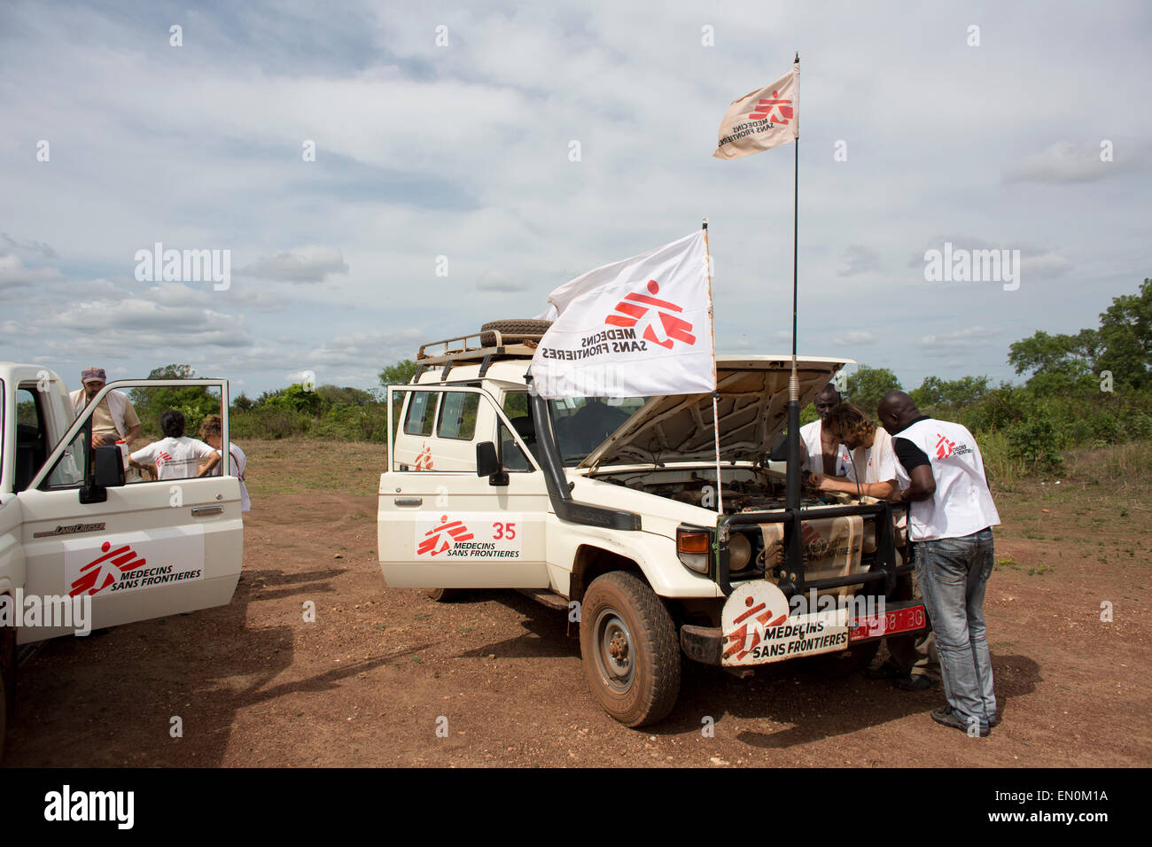 Le personnel MSF en République centrafricaine Banque D'Images