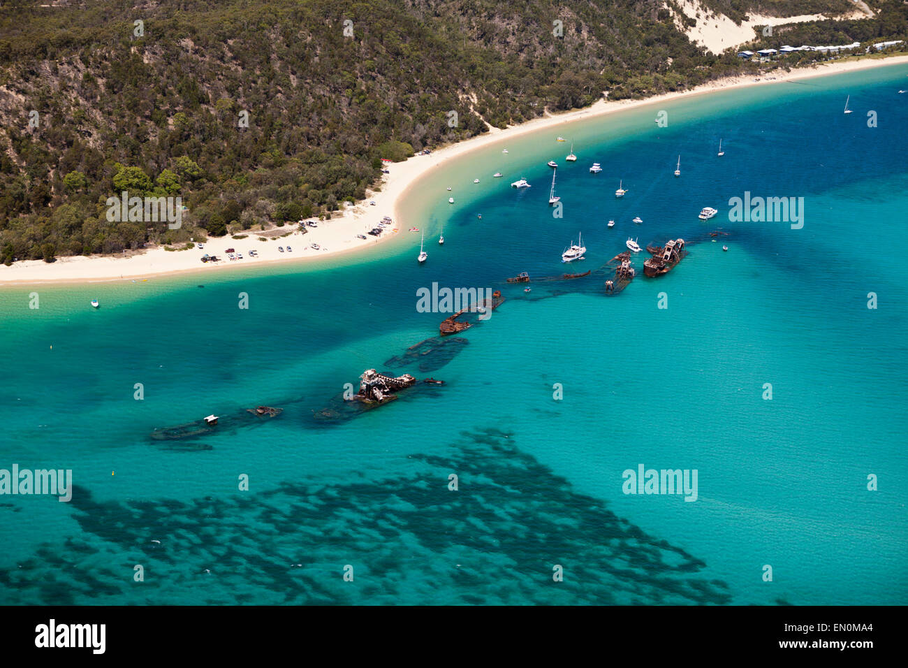 Wrecks Tangalooma, Moreton Island, Brisbane, Australie Banque D'Images