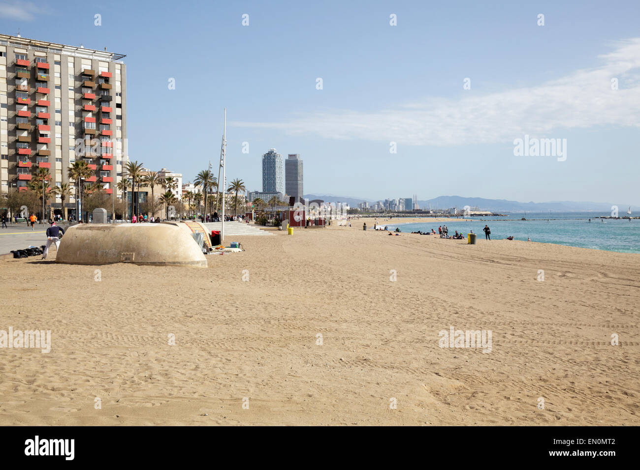 La plage de Barceloneta, Barcelone, Catalogne, Espagne Banque D'Images