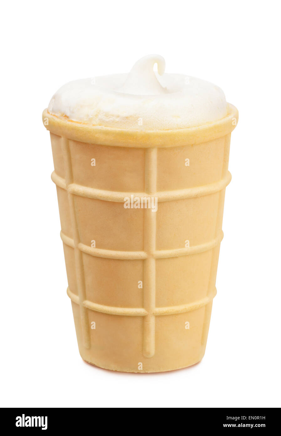 Gaufre à la crème glacée à la vanille cup isolated on white Banque D'Images