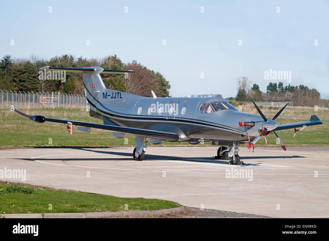 Le Pilatus PC-12 est un avion de transport de passagers et de turbopropulseurs. 9695 SCO. Banque D'Images