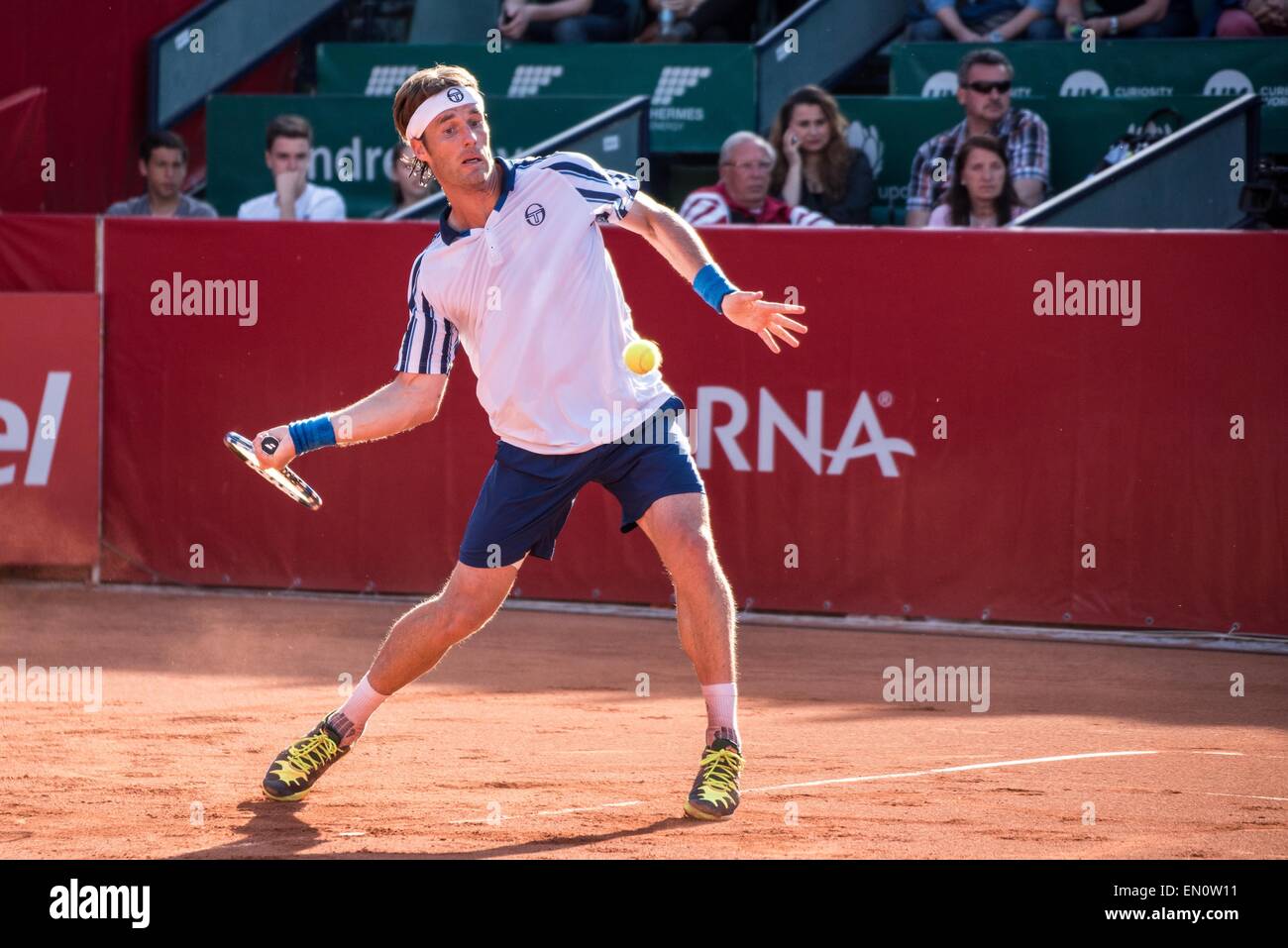 22 avril 2015 : Daniel GIMENO TRAVER-ESP en action pendant le tournoi ATP BRD Nastase Tiriac Trophy de BNR Arenas, Roumanie ROU. Catalin Soare/www.sportaction.ro Banque D'Images