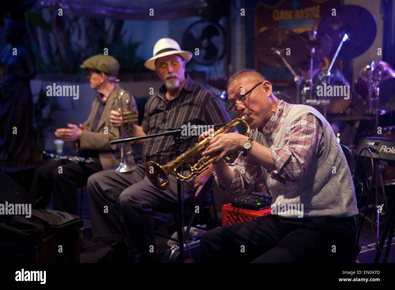 La Nouvelle Orléans, Louisiane : Old timers jouer du jazz dans le Quartier Français Banque D'Images