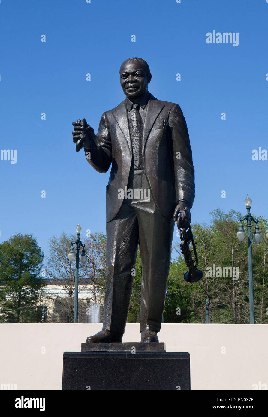 La Nouvelle Orléans, Louisiane : Statue de Louis Armstrong dans le Parc Louis Armstrong Banque D'Images