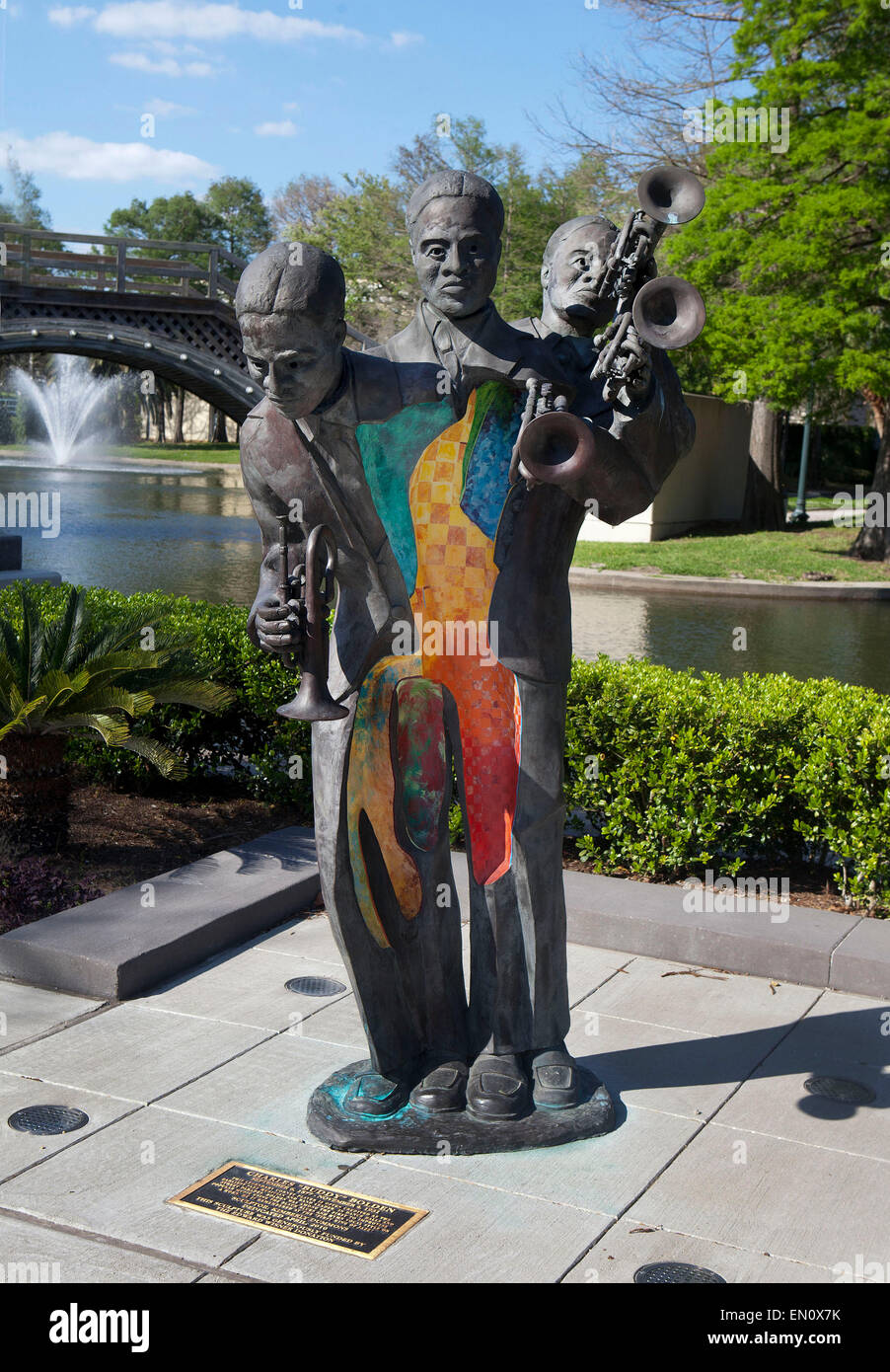 La Nouvelle Orléans, Louisiane : Boddy 'Roi' Bolden statue dans le Parc Louis Armstrong Banque D'Images