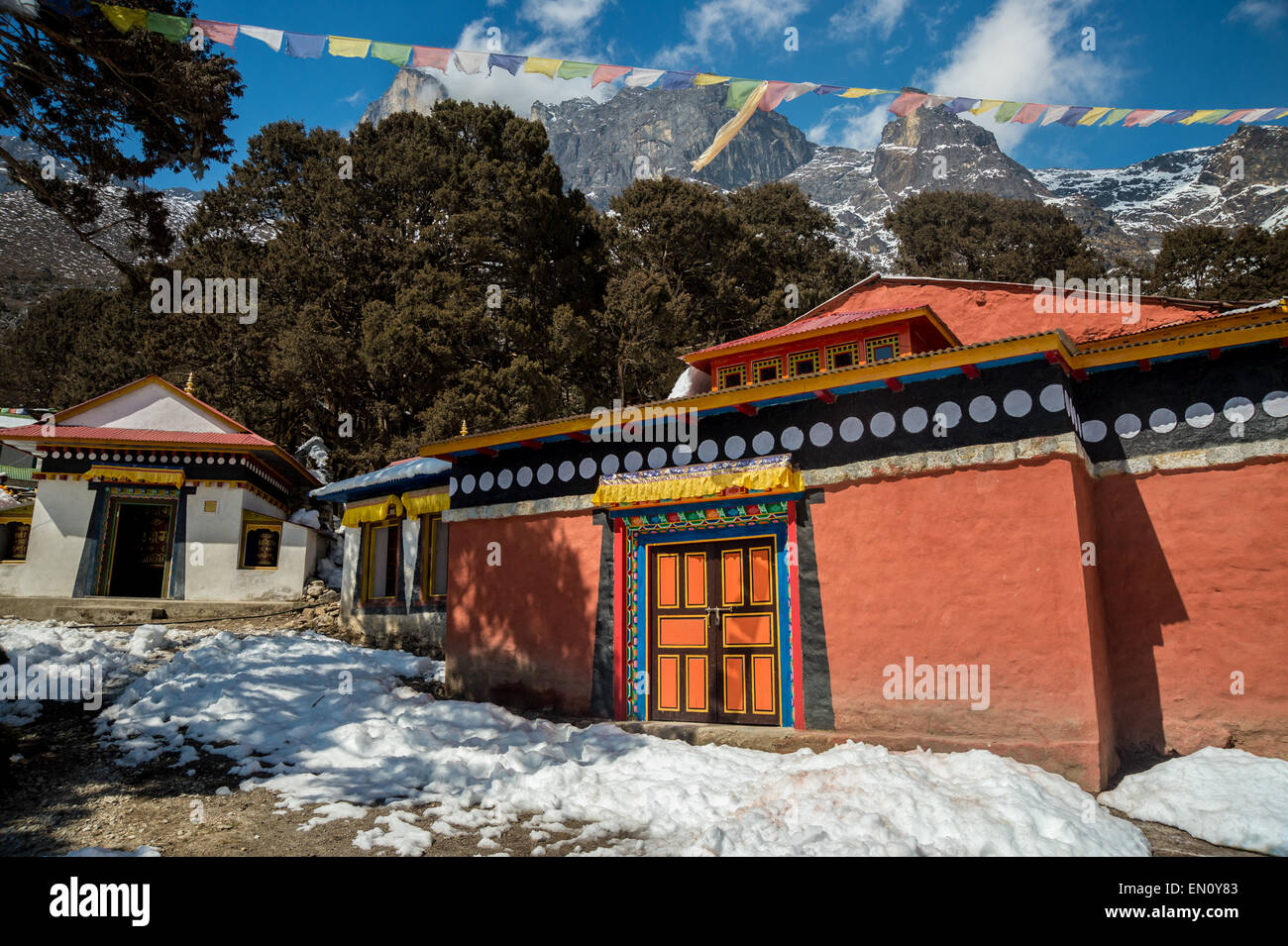 Village de Khumjung, monastère dans la région de l'Everest, au Népal Banque D'Images
