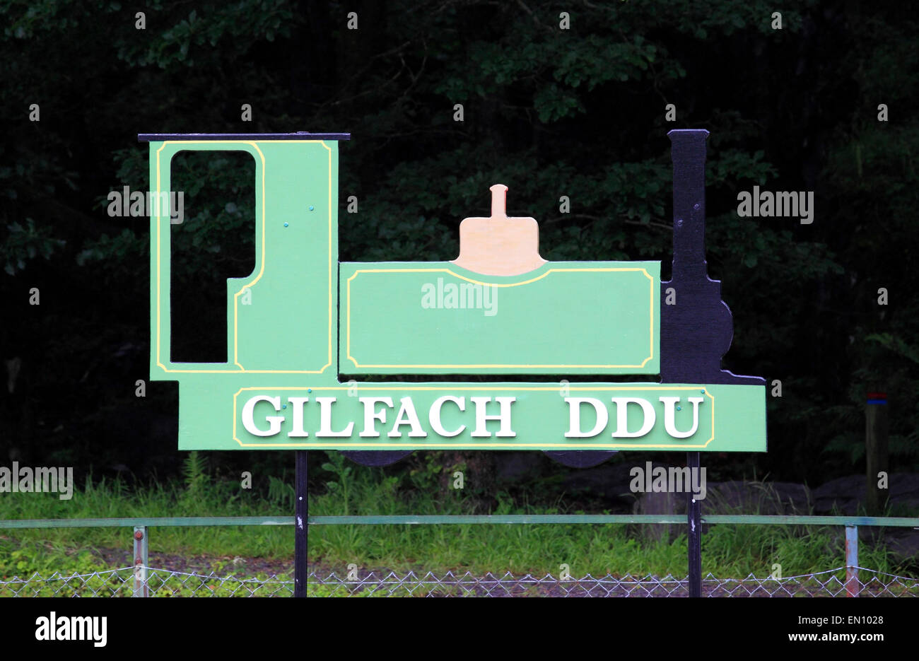 Gilfach Ddu gare signe sur l'Lake Railway à Llanberis, Gwynedd, galles, Europe Banque D'Images