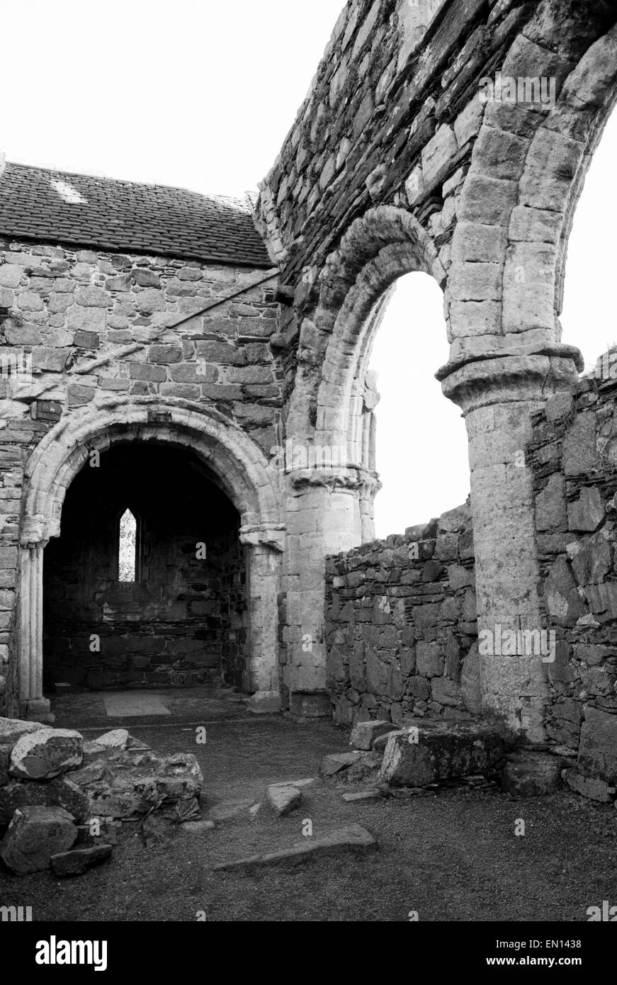Les ruines d'un couvent sur l'île d'Iona, Ecosse Banque D'Images