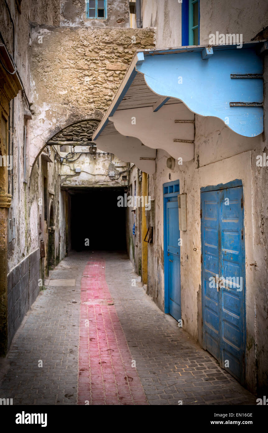 Les détails architecturaux de la vieille ville d'Essaouira, Maroc Banque D'Images