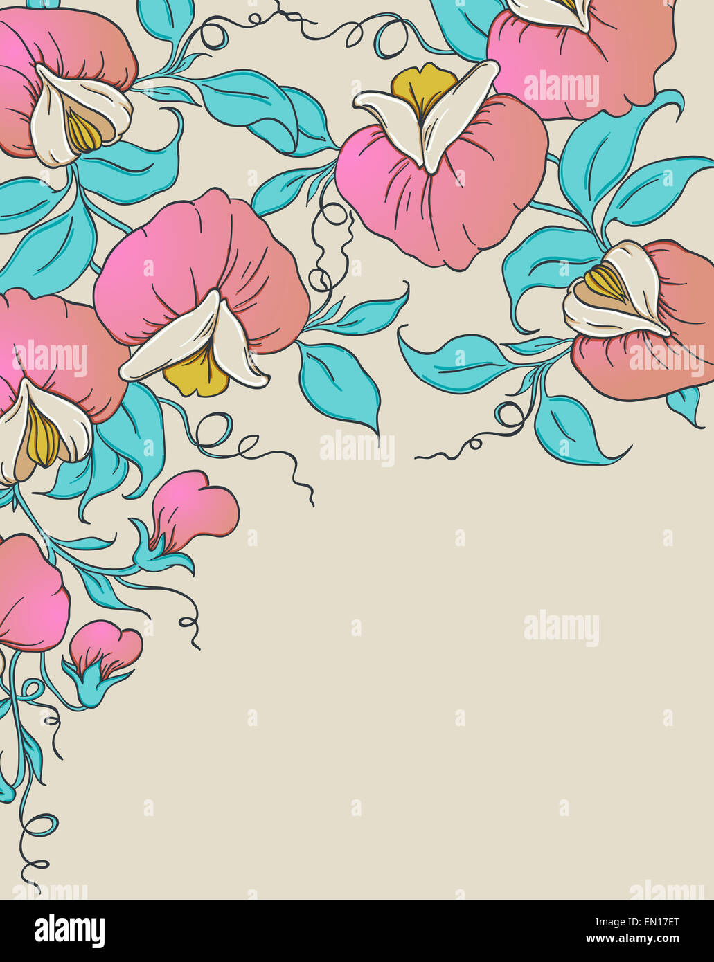 Floral background avec de pois sucré rose Banque D'Images