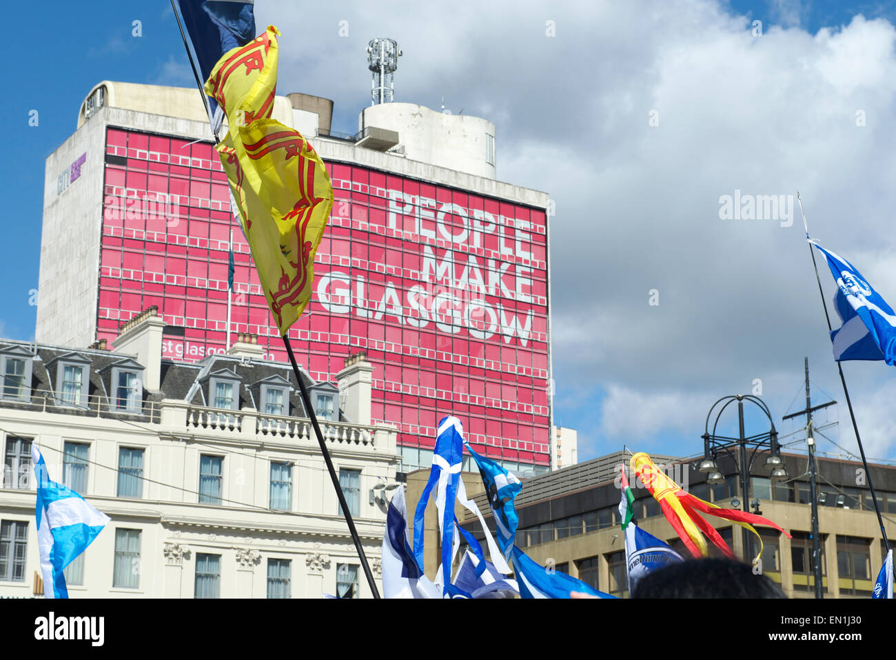 L'espoir sur la peur Rally, George Square, Glasgow. 25 avril, 2015 Banque D'Images