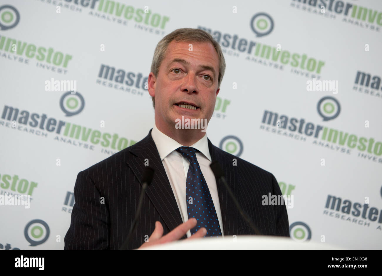 Nigel Farage, chef de campagne,de l'UKIP dans Islington, Londres Banque D'Images