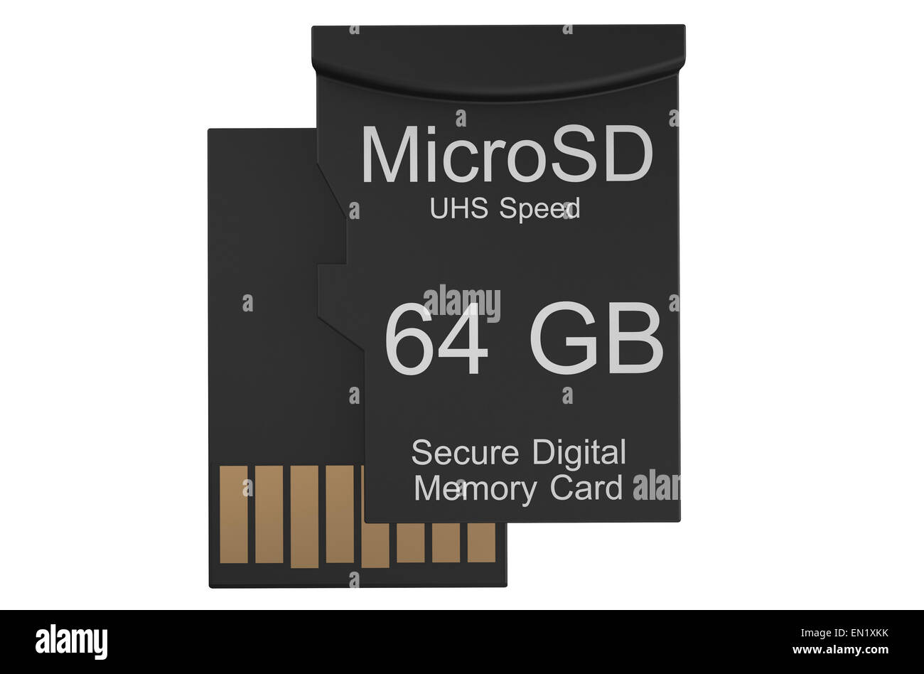 Carte mémoire micro SD 64 Go isolé sur fond blanc Banque D'Images