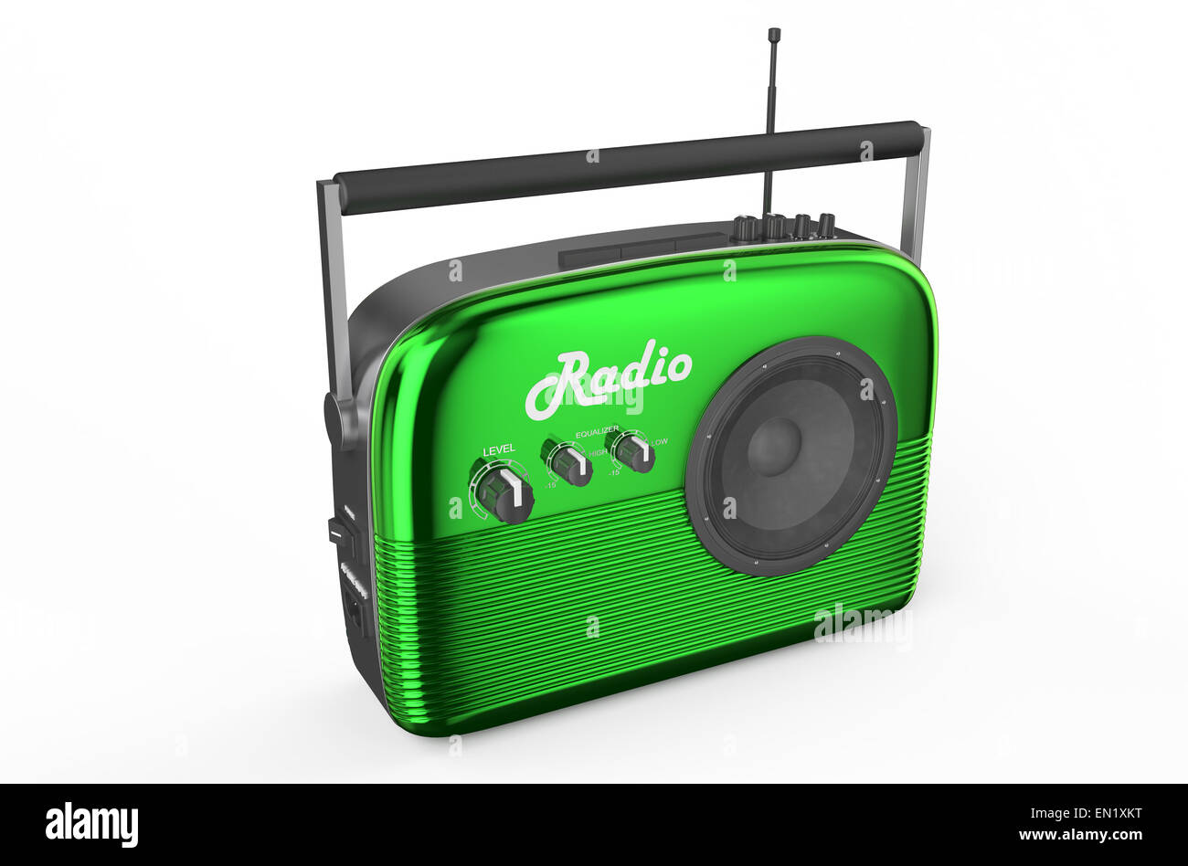 Radio verte isolée sur fond blanc Photo Stock - Alamy