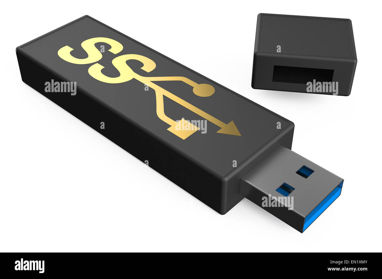 Lecteur flash USB 3.0 ss isolé sur fond blanc Banque D'Images