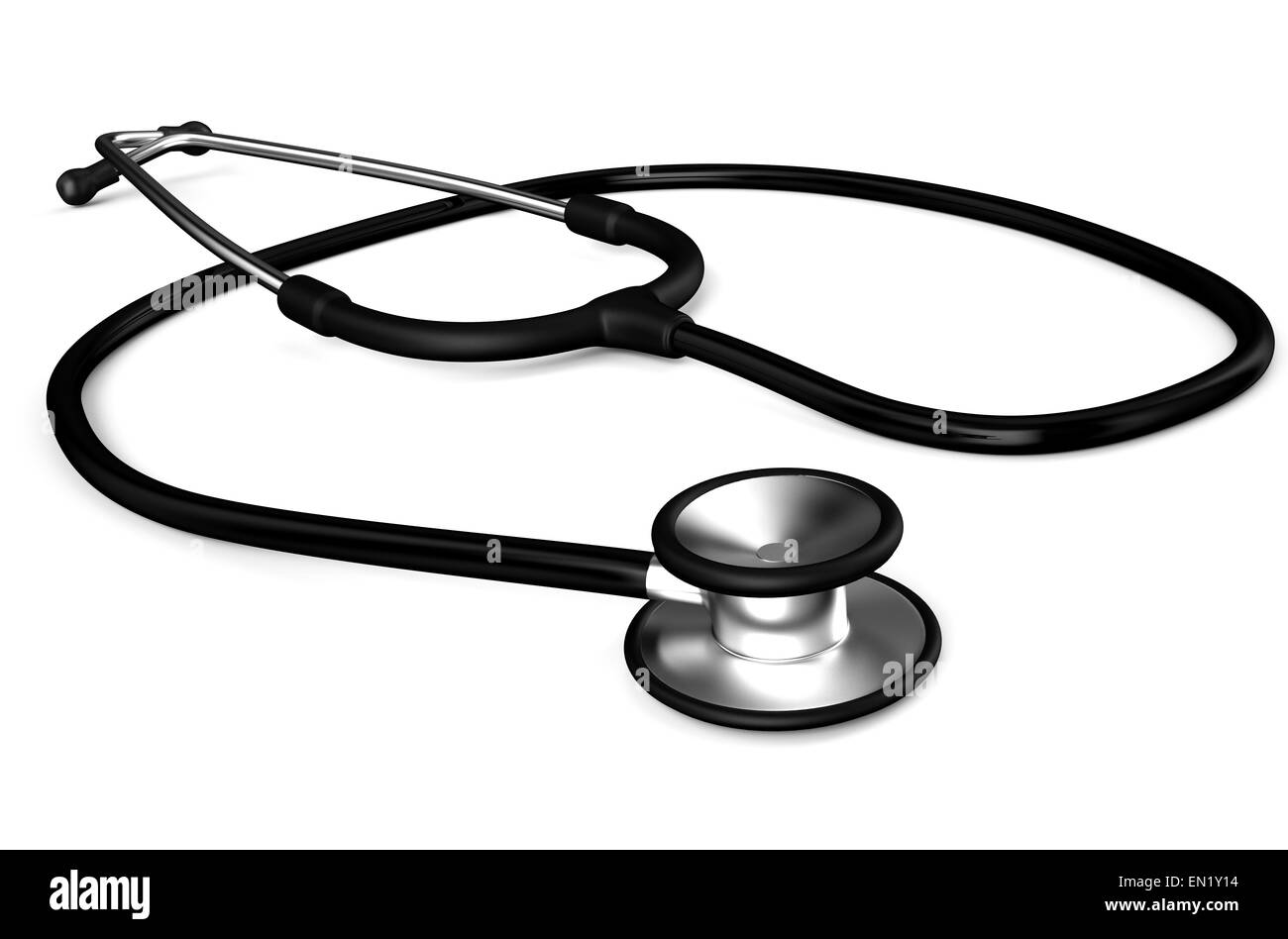 Stéthoscope noir isolé sur fond blanc Banque D'Images