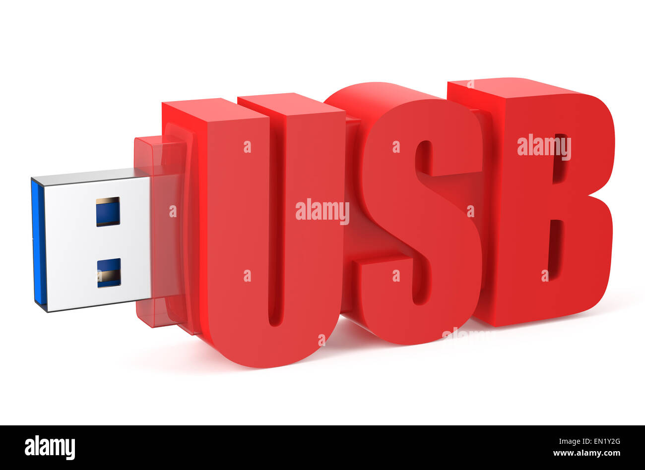Lecteur flash USB rouge 3.0 ss isolé sur fond blanc Banque D'Images